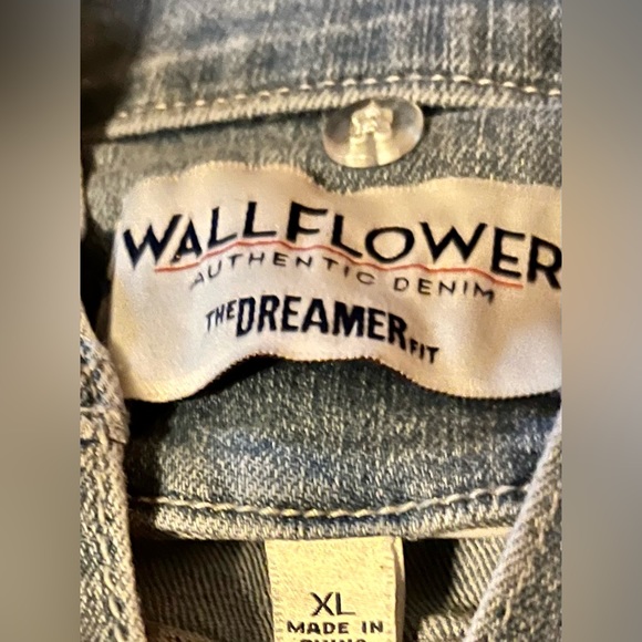Wallflower Authentic Denim Top, with Built-in Flannel Hood, Size XL - Picture 5 of 9
